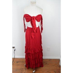 Tularosa Womens Small Wrap Maxi Skirt Set 2 Piece Ruffled